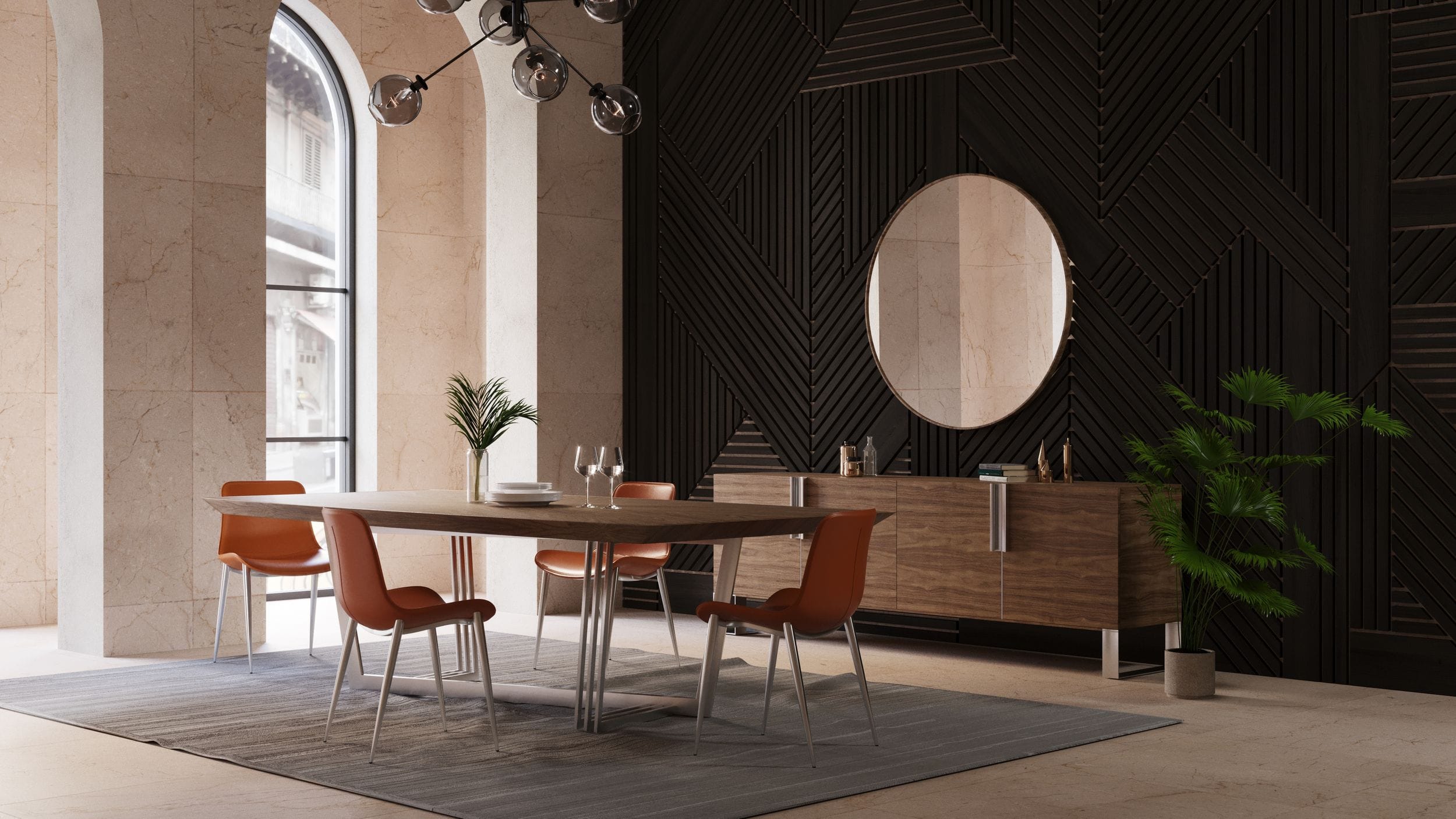 Gilroy - Modern Walnut & Stainless Steel Dining Table - image 5