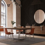 Gilroy - Modern Walnut & Stainless Steel Dining Table - image 4