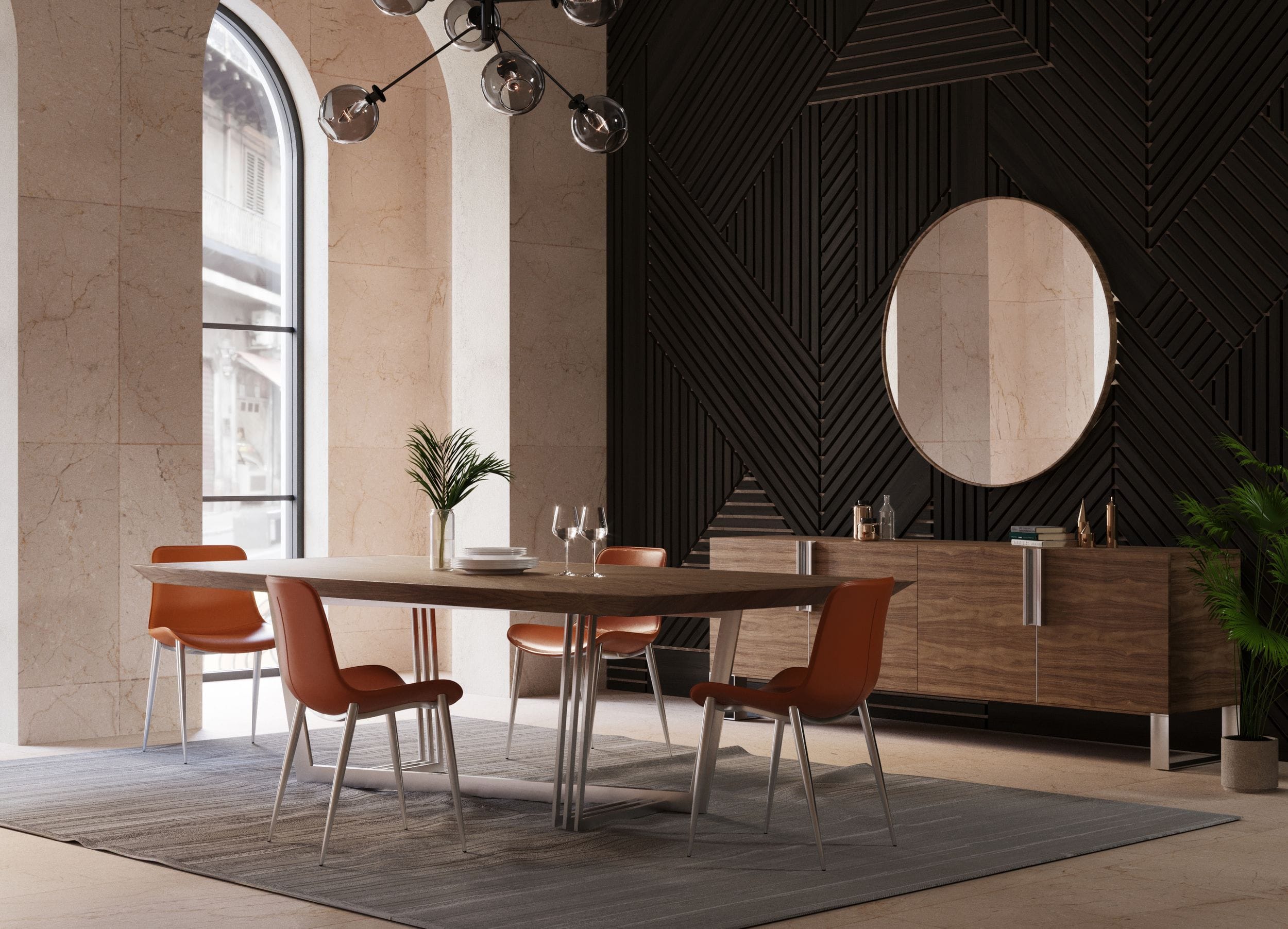 Gilroy - Modern Walnut & Stainless Steel Dining Table - image 4