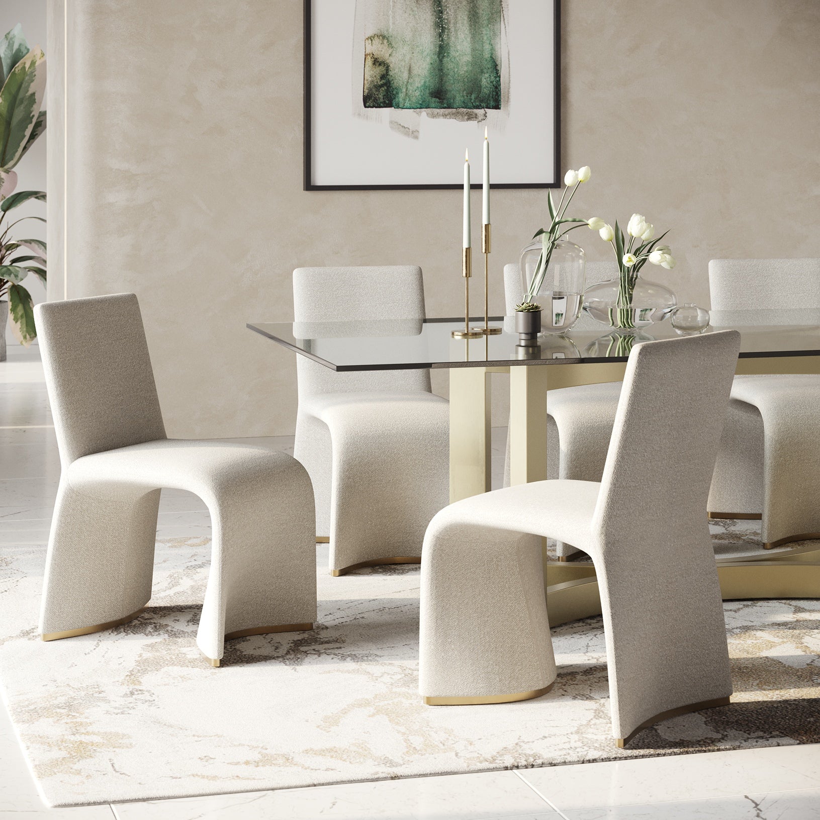 Kenda Contemporary Grey and Brushed Gold Dining Chair (Set of 2) - image 2