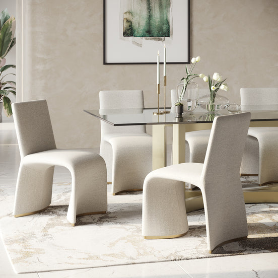Kenda Contemporary Grey and Brushed Gold Dining Chair (Set of 2) - image 2