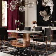 Kingsley Modern Marble & Rosegold Dining Table - image 2