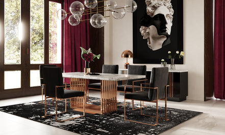 Kingsley Modern Marble & Rosegold Dining Table - image 2