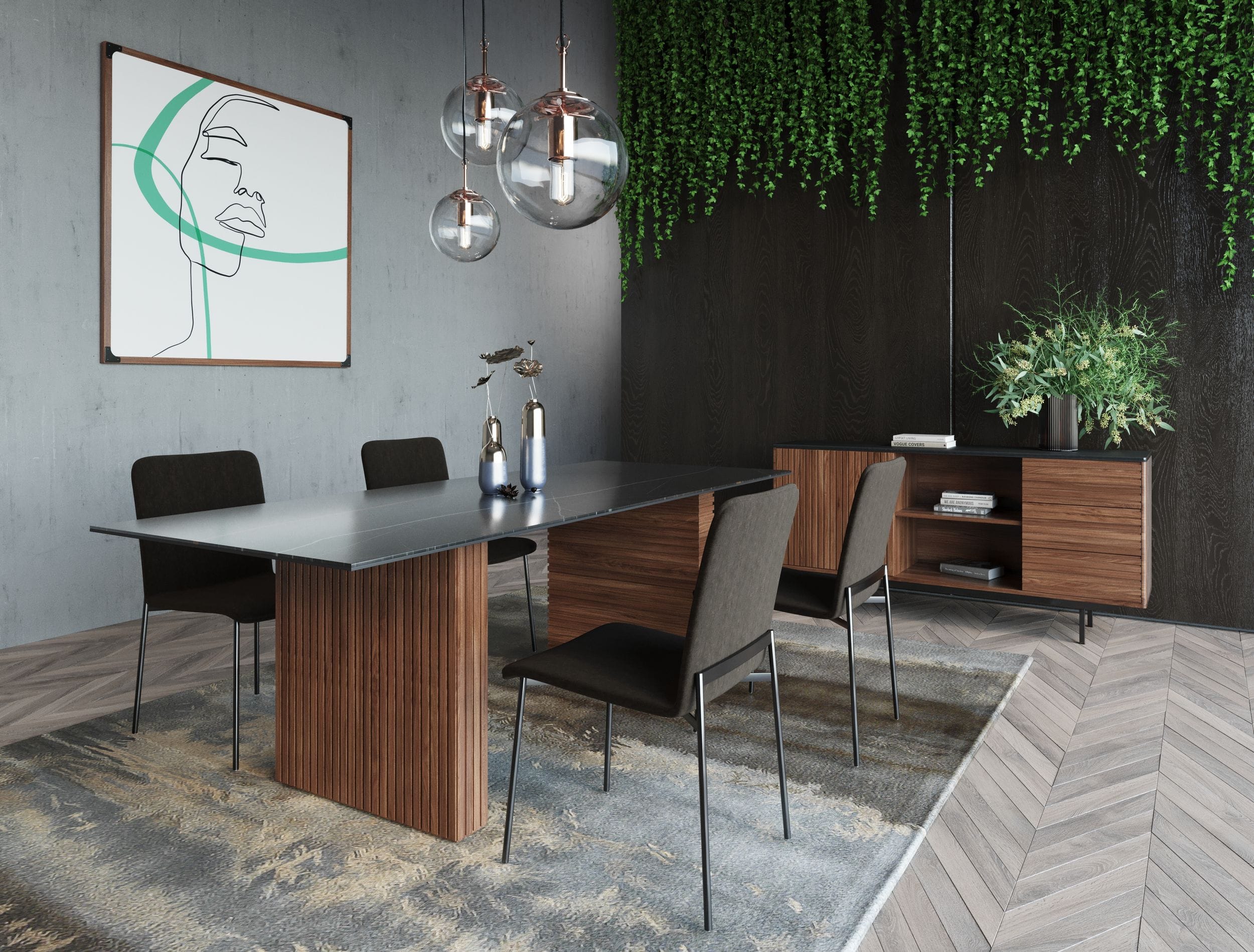 Maggie - Modern Walnut and Grey Buffet - image 5