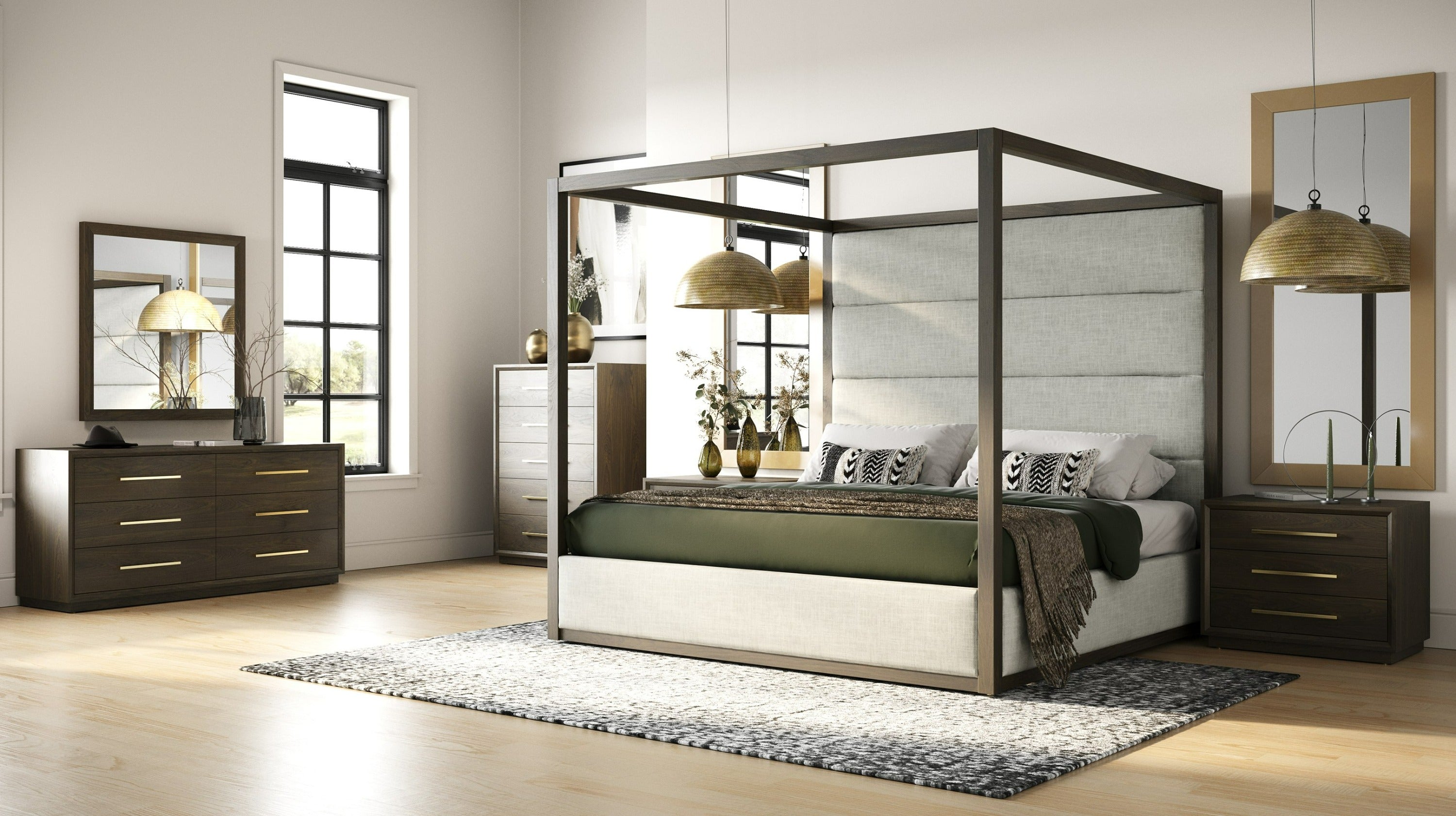 Manhattan - Contemporary Brown Oak and Gold Nightstand - image 2