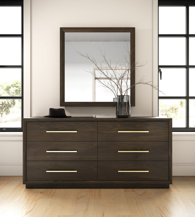 Manhattan - Contemporary Brown Oak Mirror