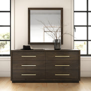 Manhattan - Contemporary Brown Oak and Gold Dresser