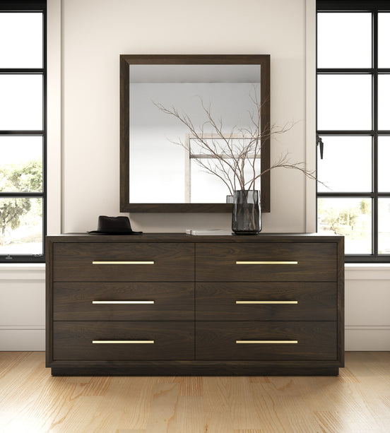 Manhattan - Contemporary Brown Oak Mirror