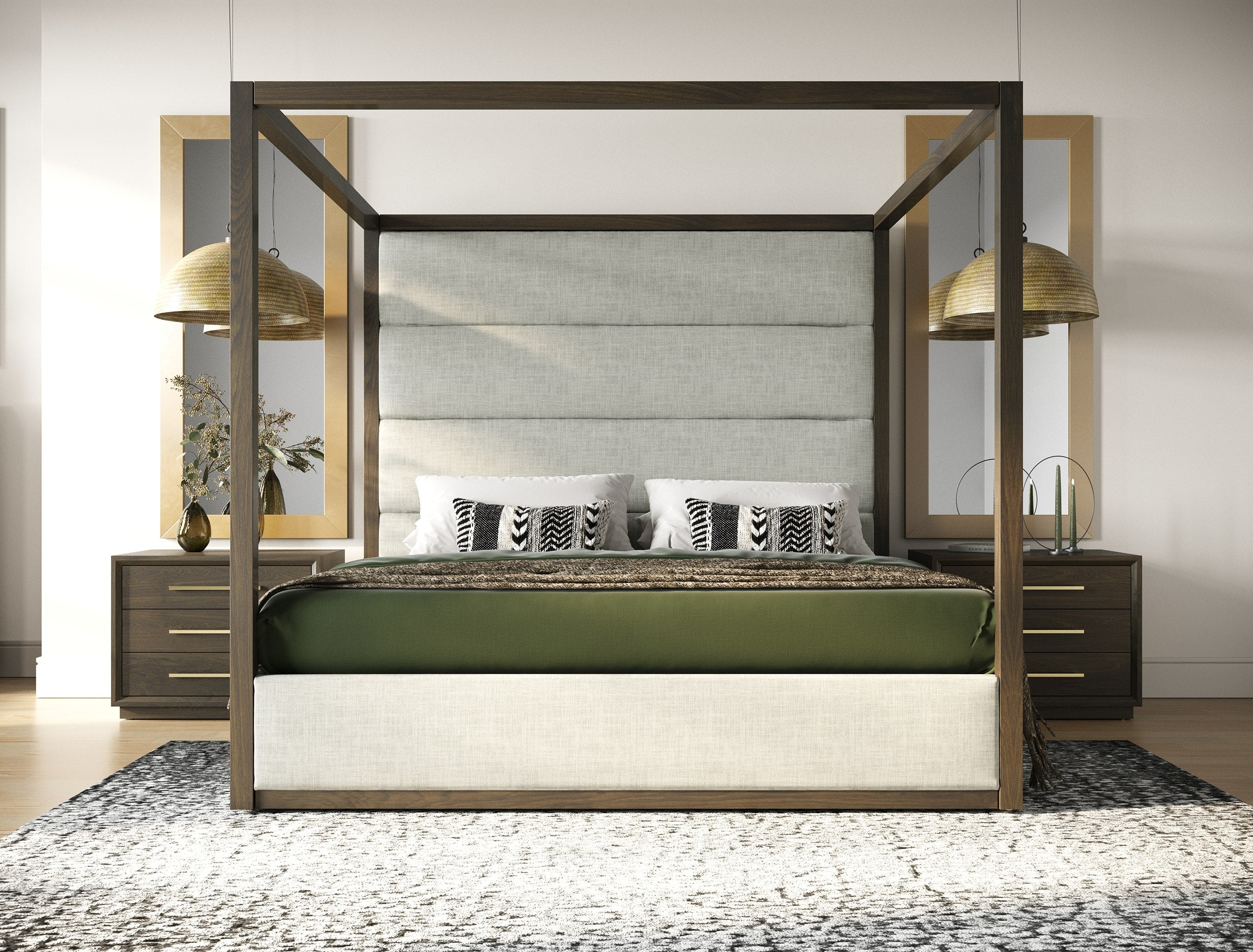 Manhattan - Contemporary Brown Oak and Gold Nightstand - image 3