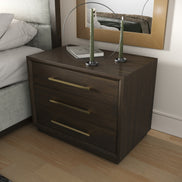 Manhattan - Contemporary Brown Oak and Gold Nightstand