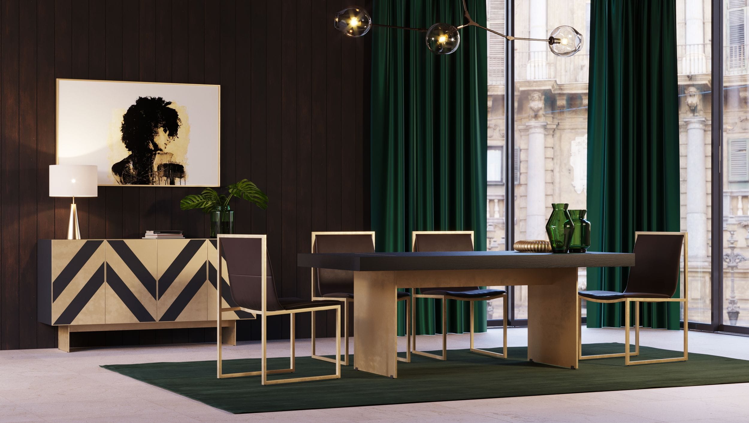 Perret - Glam Black Ash & Brushed Brass Modern Buffet - image 5