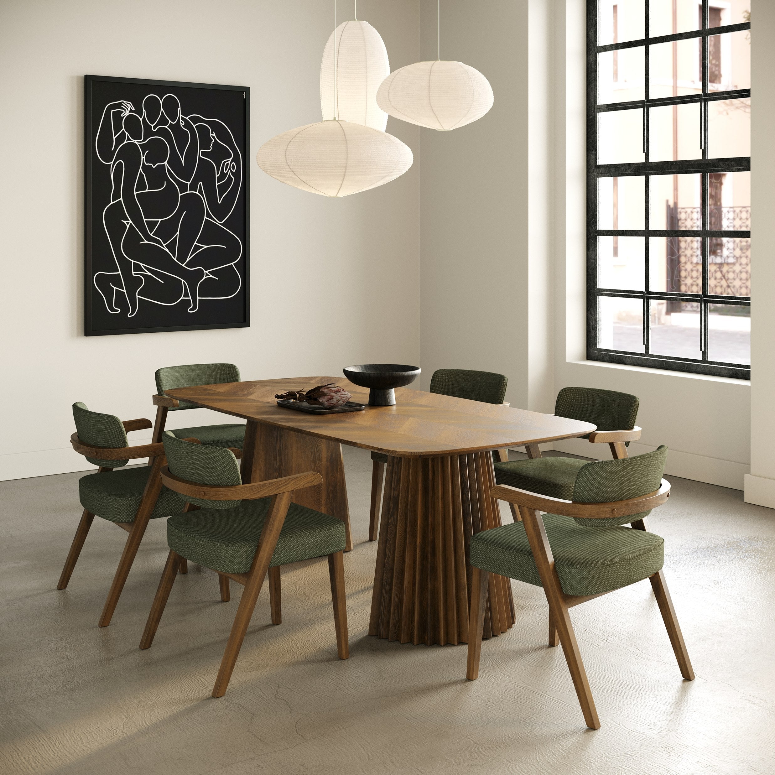 Sacks - Mid-Century Modern Herringbone Walnut Dining Table - image 5