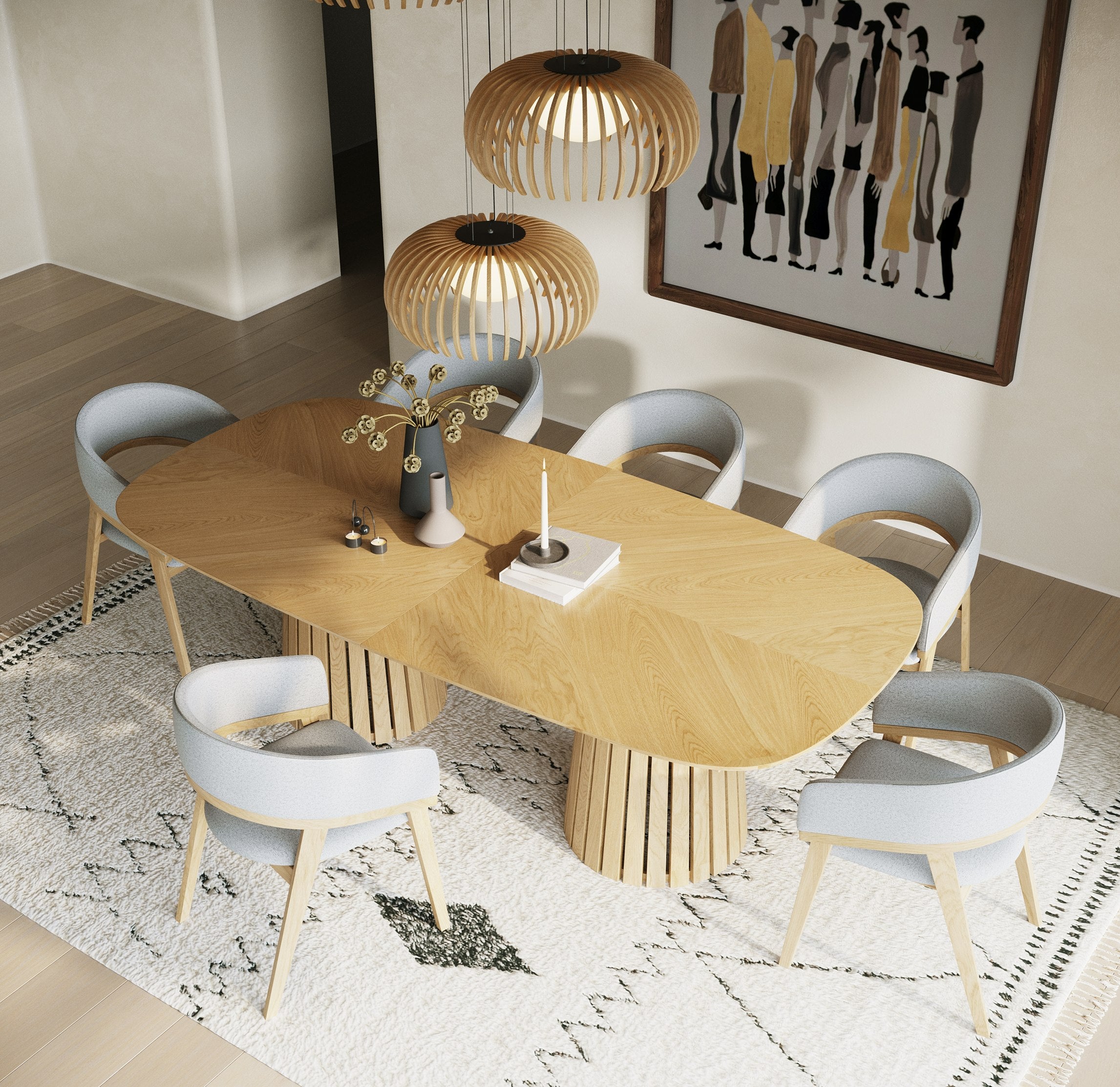 Truman - Mid-Century Modern Natural Oak Extendable Dining Table - image 2