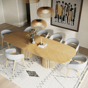 Truman - Mid-Century Modern Natural Oak Extendable Dining Table + 10 Chairs Set - image 2