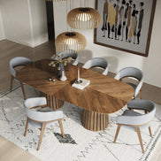 Truman - Mid-Century Modern Walnut Extendable Dining Table + 6 Chairs Set