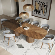 Truman - Mid-Century Modern Walnut Extendable Dining Table + 6 Chairs Set - image 2