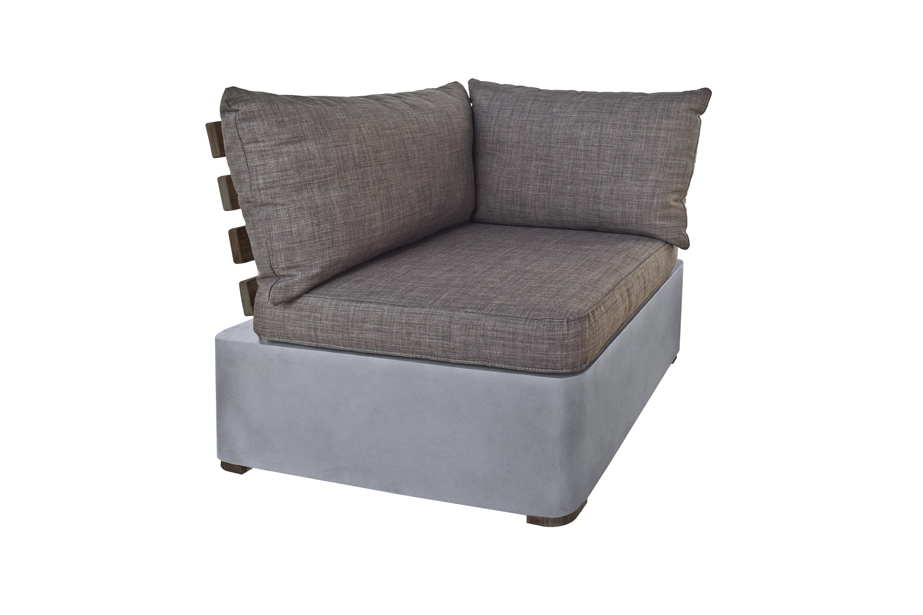 Garza Outdoor Concrete & Teak 2-Piece Corner Set - image 2