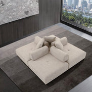 Mondo - Modern Modular Beige Fabric Armless Seat