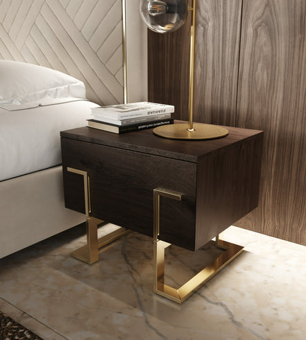 Moontide Modern Smoked Ash & Gold Nightstand - image 4