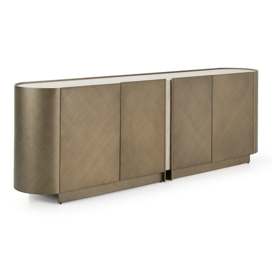 Moorgate - Modern Travertine Ceramic + Bronze Buffet - image 2