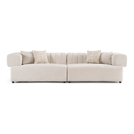 Moreno - Modern Ivory Beige Fabric 4-Seater Sofa