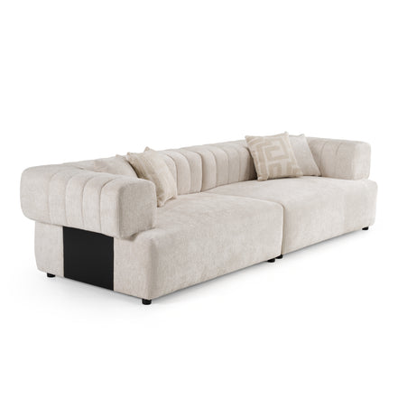 Moreno - Modern Ivory Beige Fabric 4-Seater Sofa - image 2