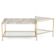 Mosk - Modern Marble + Glass + Brass Coffee Table - image 2