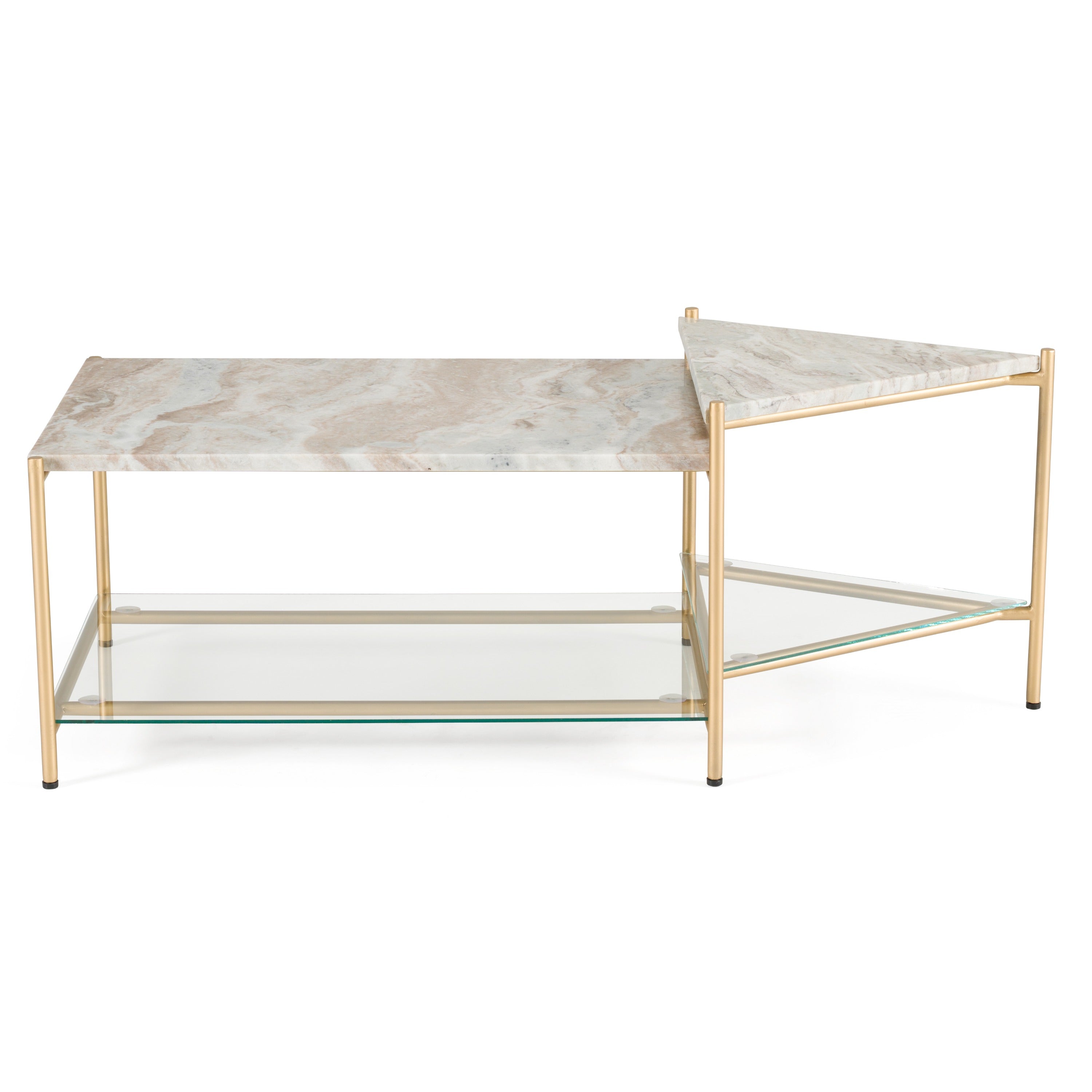 Mosk - Modern Marble + Glass + Brass Coffee Table - image 2