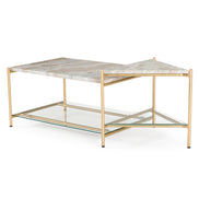 Mosk - Modern Marble + Glass + Brass Coffee Table - image 3