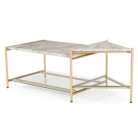 Mosk - Modern Marble + Glass + Brass Coffee Table - image 3