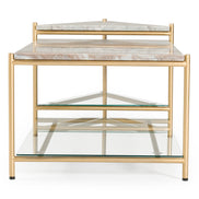 Mosk - Modern Marble + Glass + Brass Coffee Table - image 4