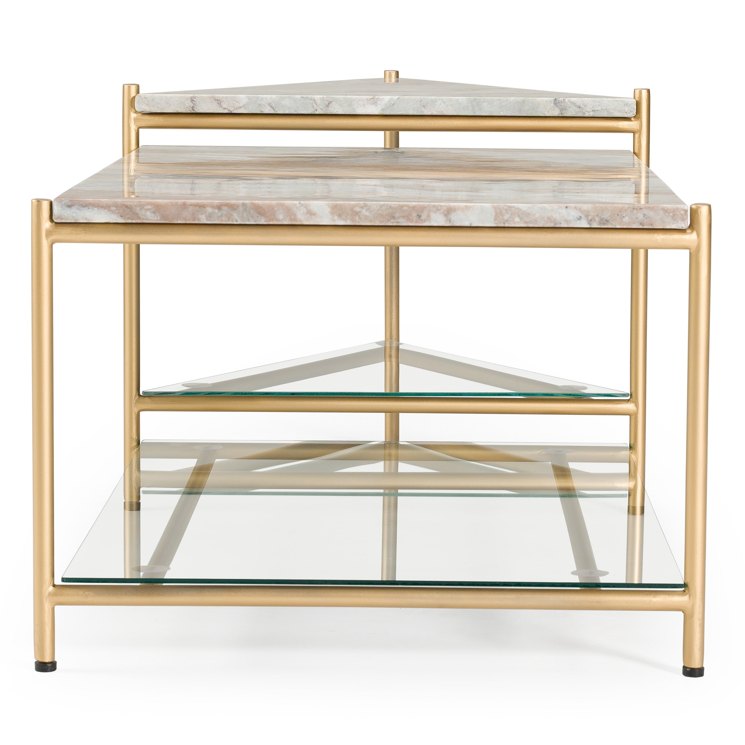 Mosk - Modern Marble + Glass + Brass Coffee Table - image 4