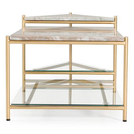 Mosk - Modern Marble + Glass + Brass Coffee Table - image 4