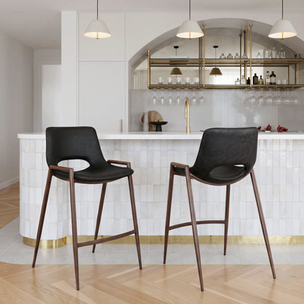 Desi Counter Stool (Set of 2) Black & Walnut