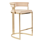Munith Modern Beige Velvet & Gold Counter Stool - image 5