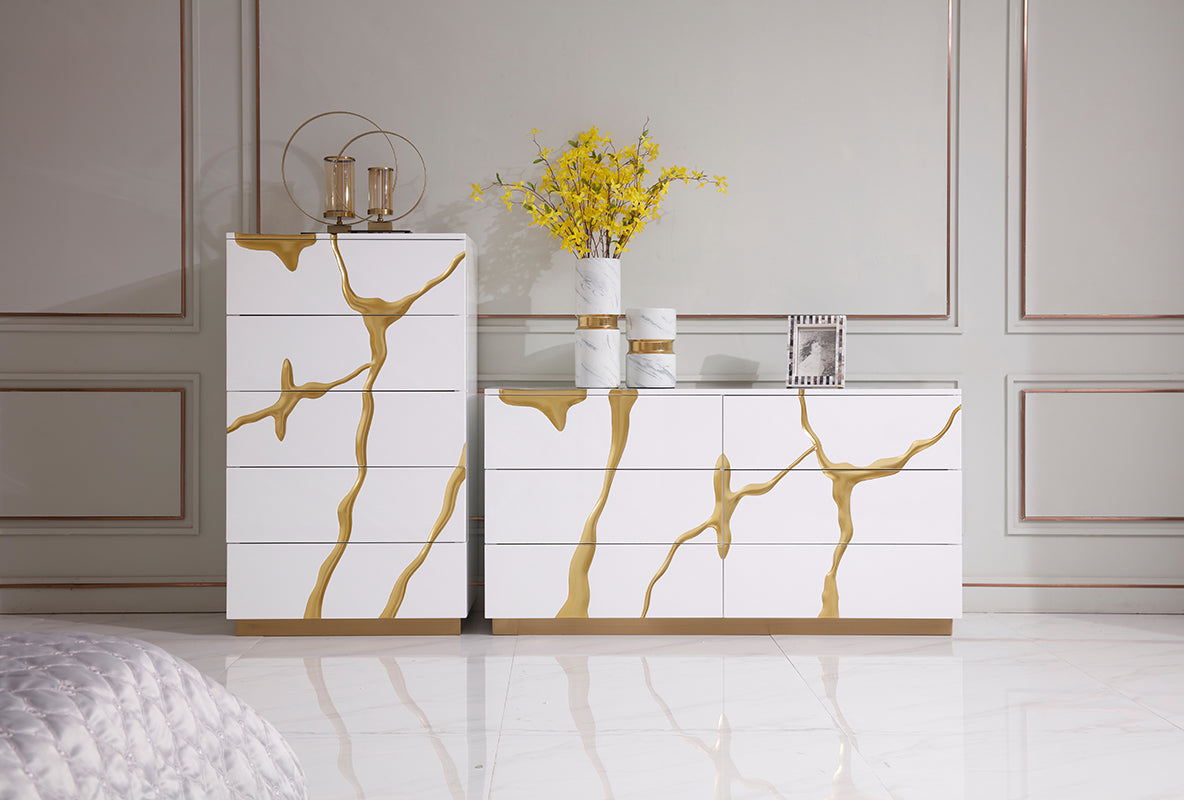 Aspen Modern White & Gold Chest - image 3