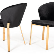 Nadia Modern Black Velvet & Rosegold Dining Chair (Set of 2) - image 3