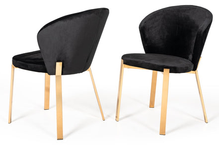 Nadia Modern Black Velvet & Rosegold Dining Chair (Set of 2) - image 3