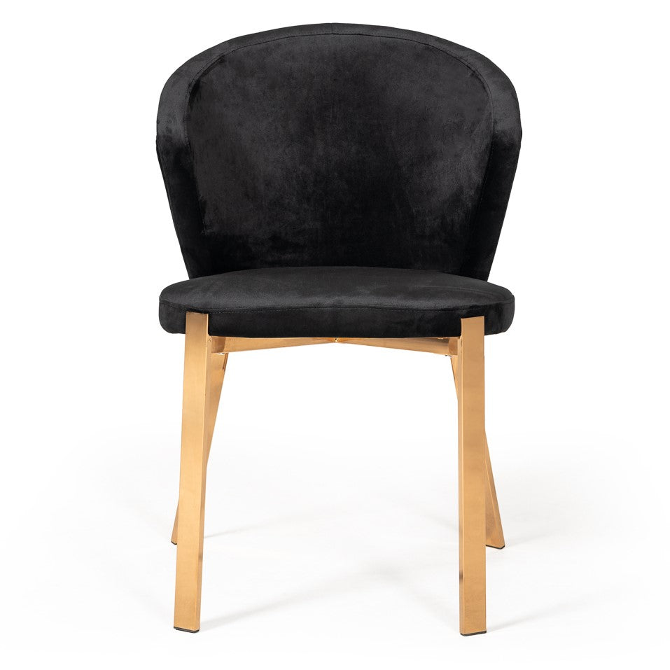 Nadia Modern Black Velvet & Rosegold Dining Chair (Set of 2) - image 4