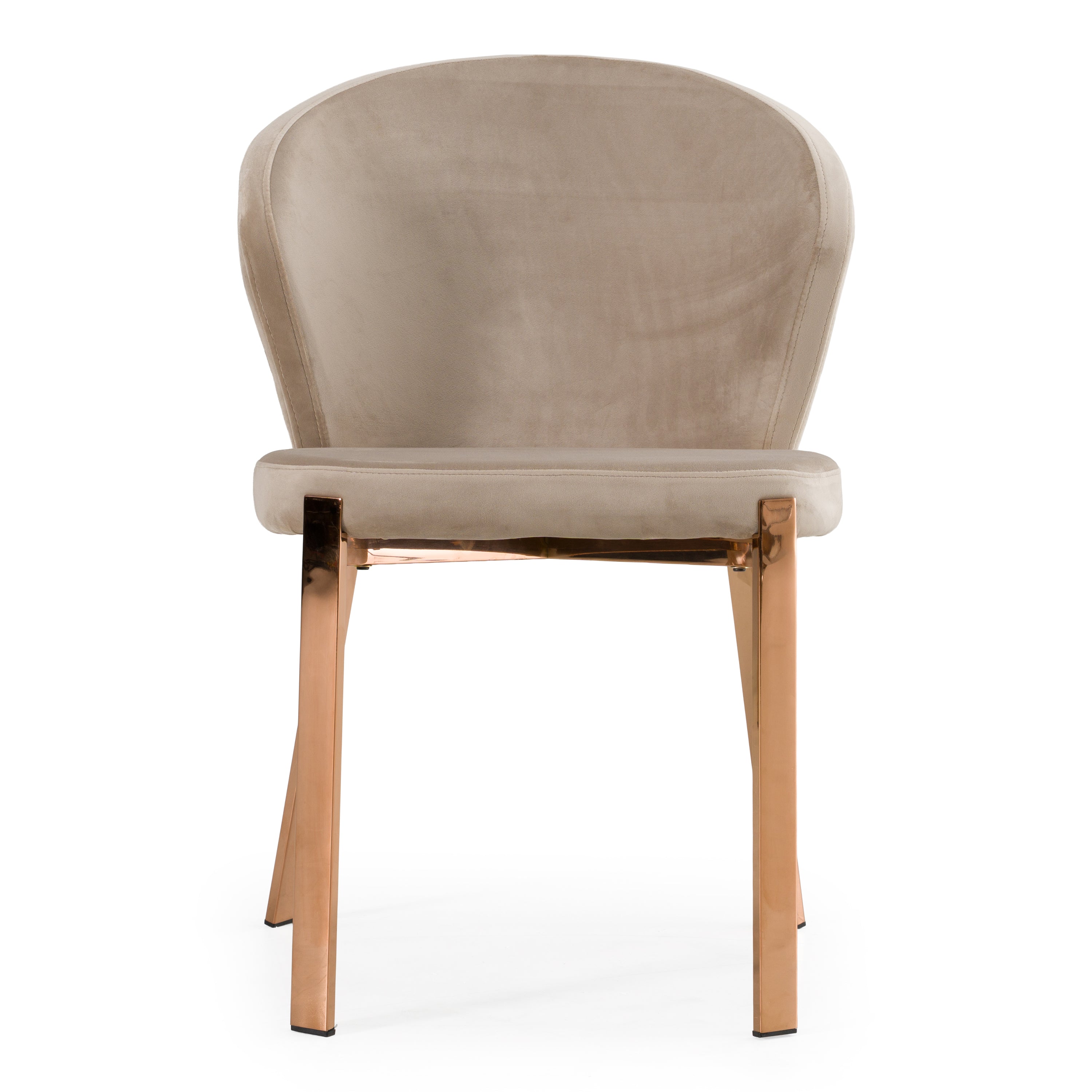 Nadia - Modern Beige Velvet & Rosegold Dining Chair (Set of 2) - image 2
