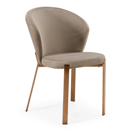 Nadia - Modern Beige Velvet & Rosegold Dining Chair (Set of 2) - image 3