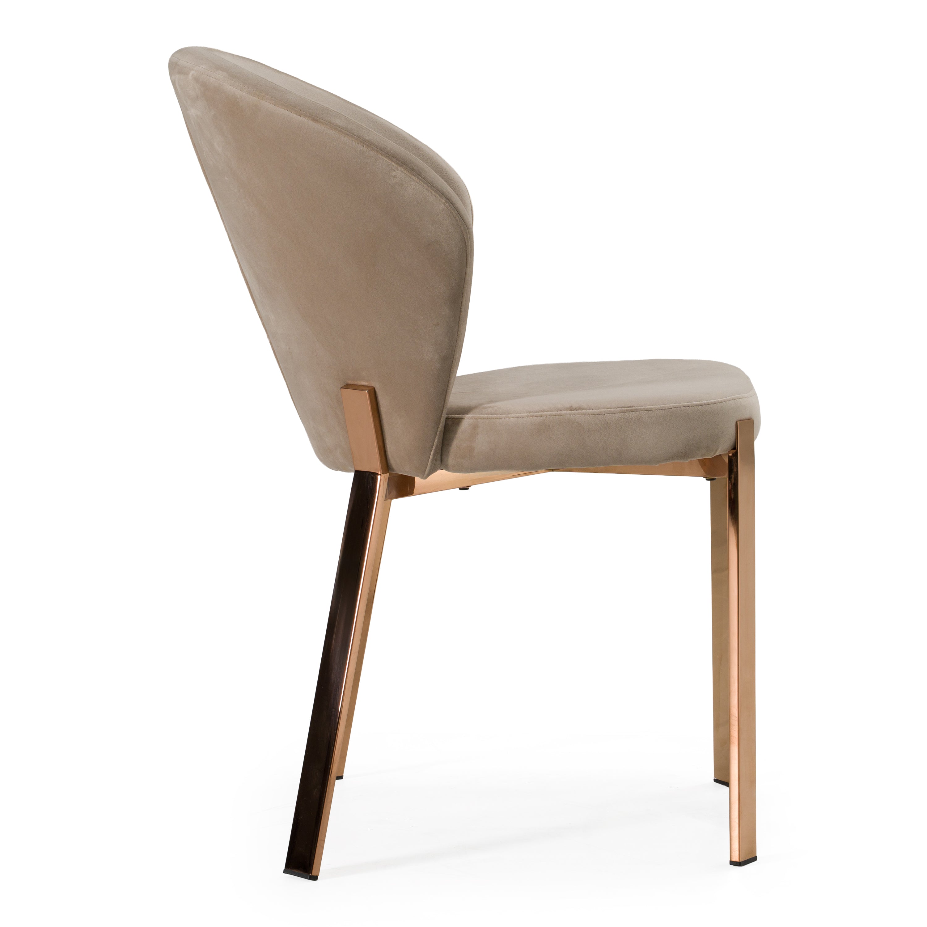 Nadia - Modern Beige Velvet & Rosegold Dining Chair (Set of 2) - image 4