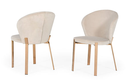 Nadia - Modern Beige Velvet & Rosegold Dining Chair (Set of 2)