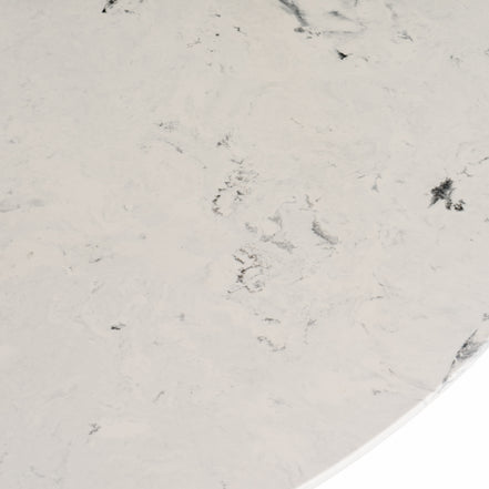 Nancy - Mid-Century Modern White Marble + Walnut Round Dining Table - image 3