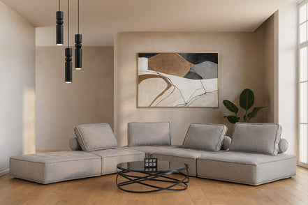 Nolden - Modern Modular Grey Fabric Armless Seat - image 3