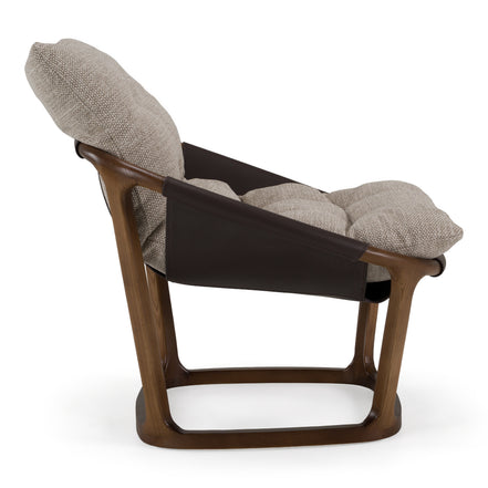 Newman - Modern Beige Fabric + Dark Brown Faux Leather + Ash Accent Chair - image 2