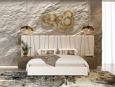 Nixa - Modern Wide Birch + Brushed Bronze Nightstand - image 3