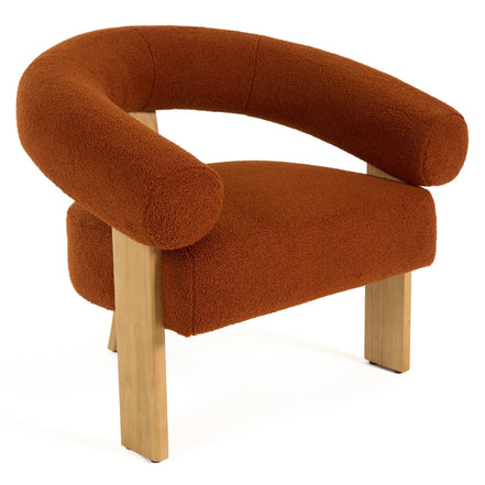 Nocona - Modern Rust Fabric + Wood Accent Chair - image 2