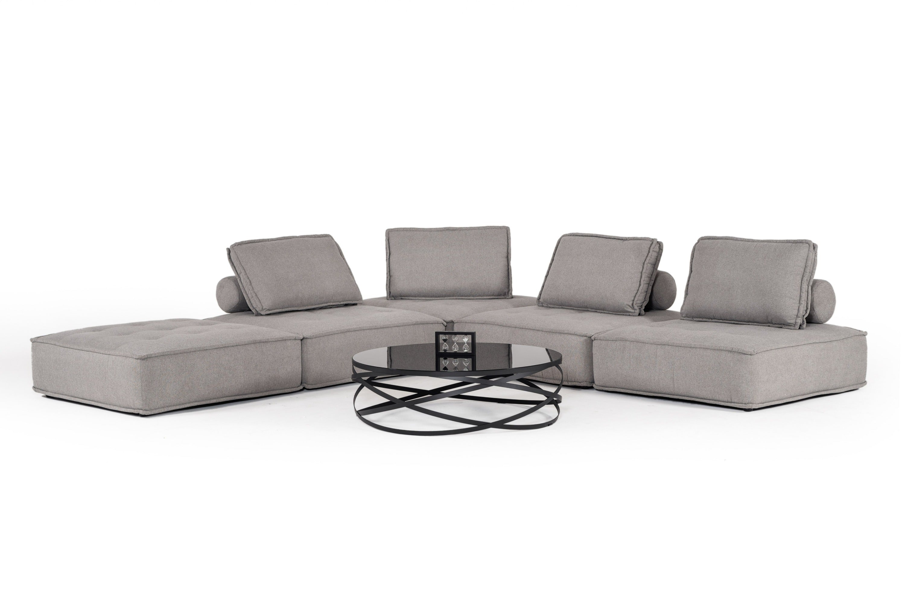 Nolden - Modern Modular Grey Fabric Armless Seat - image 4