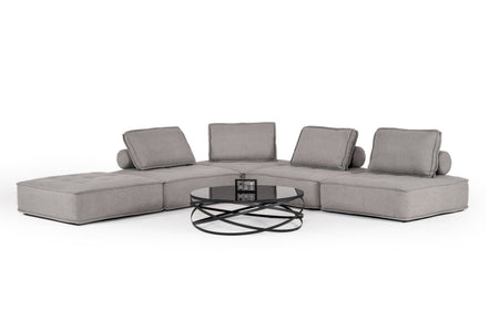 Nolden - Modern Modular Grey Fabric Armless Seat - image 4